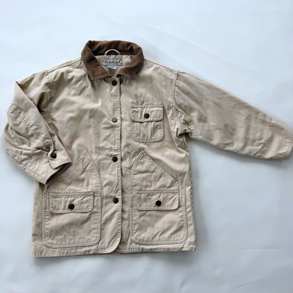 Vintage GreatLand Boys Blanket Lined Cotton Jacket Corduroy Collar Size 8/9